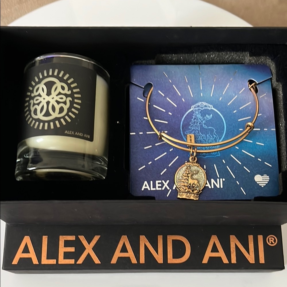 Alex and Ani SNOWGLOBE Black Candle Holder/BRACELET SET BRAND NEW